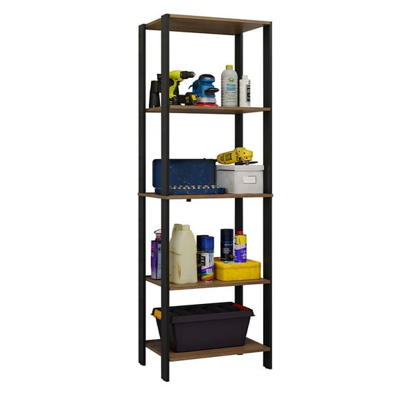Madesa Garage Storage Rack with 5 Open Shelves 23"L Multiuse Organization Cabinet for Tools - Black/Brown