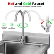 Trendix Single Bowl Utility Sink, Stainless Steel Sink with Cold and Hot Water Pipe for Laundry Room Bathroom Farmhouse, 23.62L, 23.62W, 37.4H