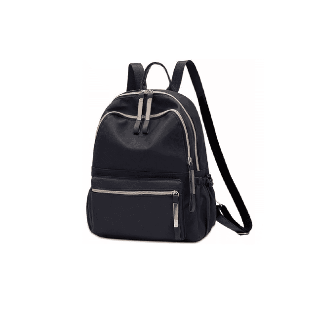 Bolsa Mochila De Moda Impermeable Cierre Antirrobo negra, cierres dorados