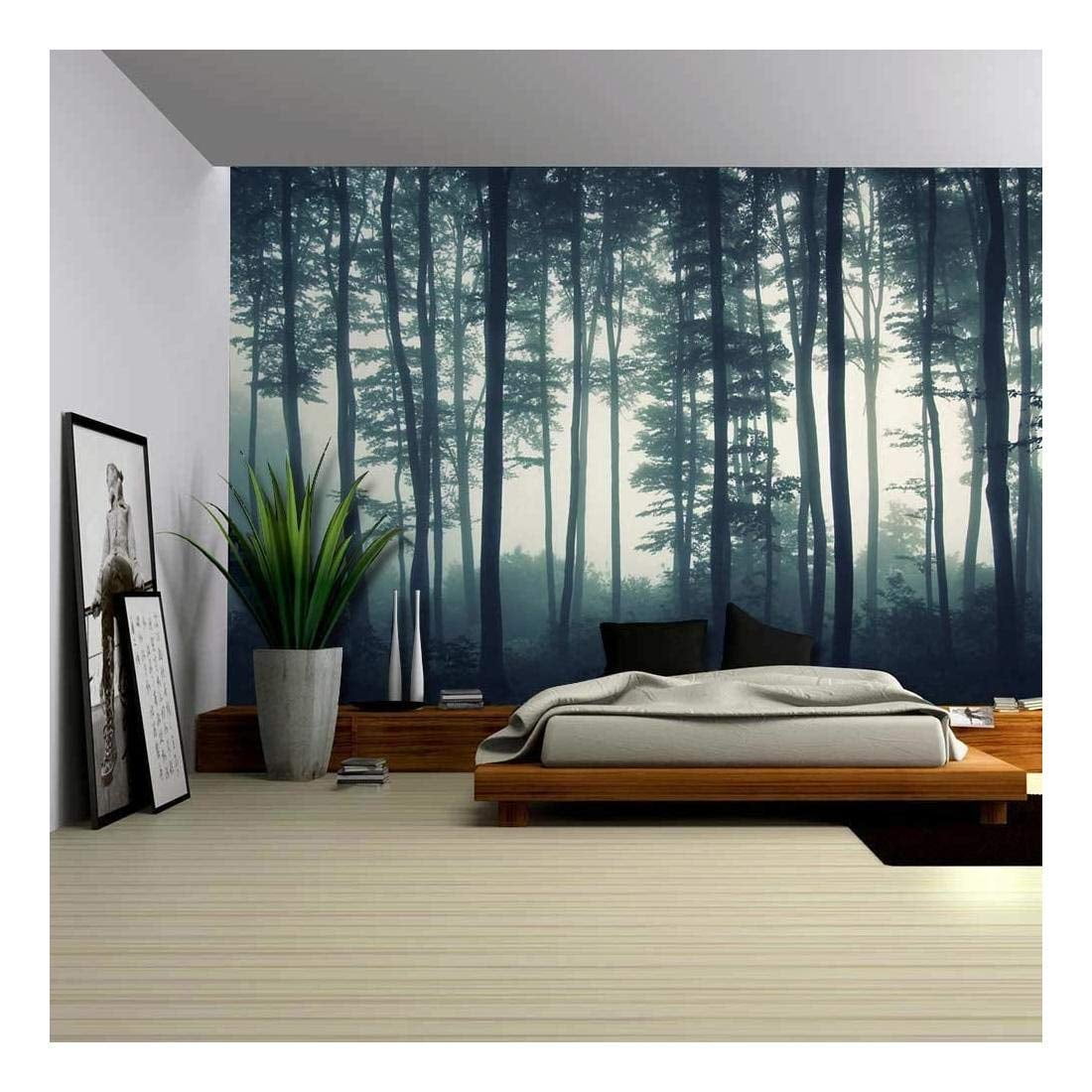 3D Green Pine Forest Mountain Top Scape Wallpaper Mural Peel and Stick Wallpaper Removable Wall Prints Stickers Feature Wall Wallpaper B935