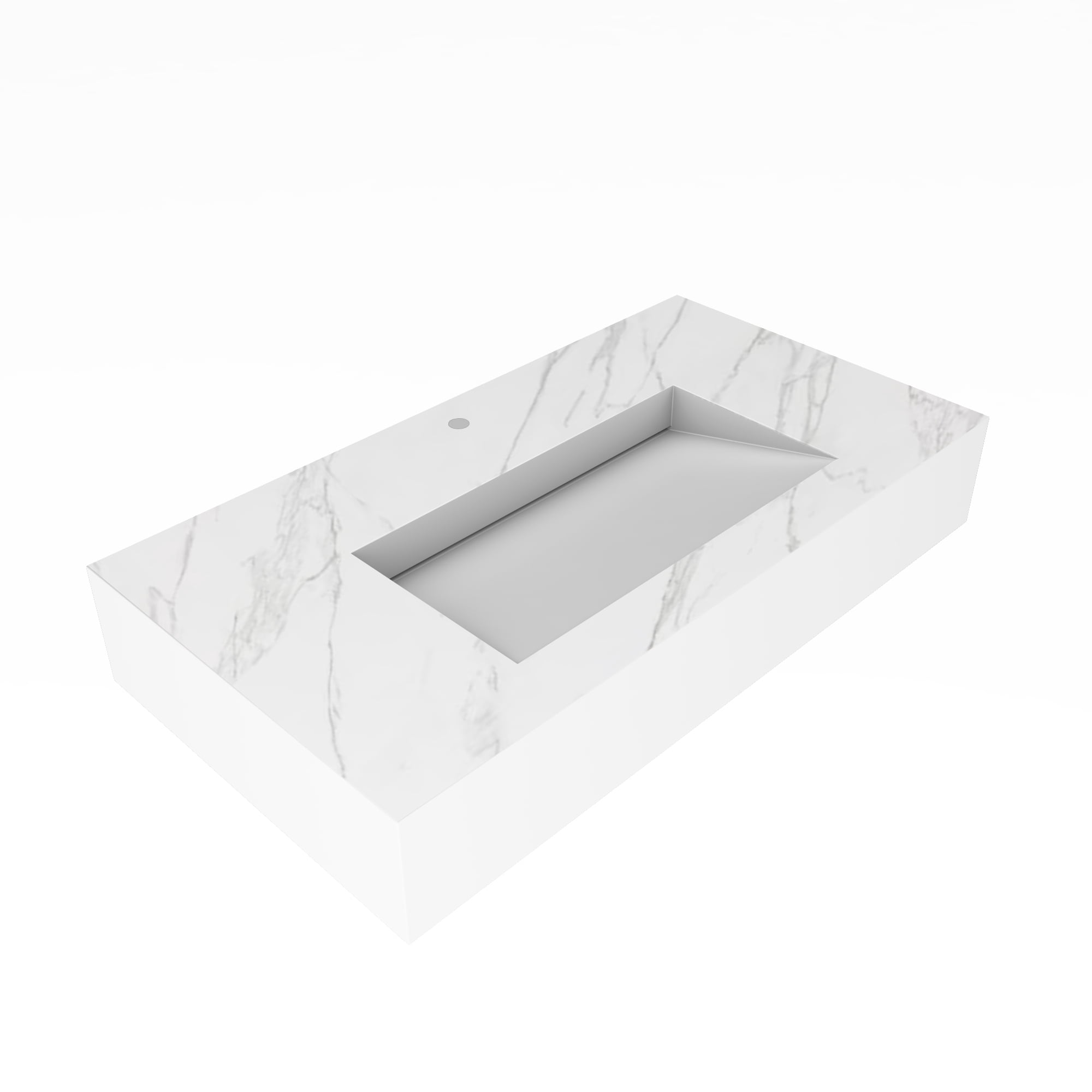 Pyramid 36" Solid Surface Manmade Stone Bathroom Sink in Marble