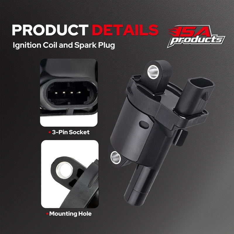 ISA Round Ignition Coil Pack of 8 For V8 4.8 5.3 6.0 Chevy Silverado Tahoe Trailblazer Avalanche Express Cadillac Escalade GMC Sierra Yukon Replacement for C1512 UF414