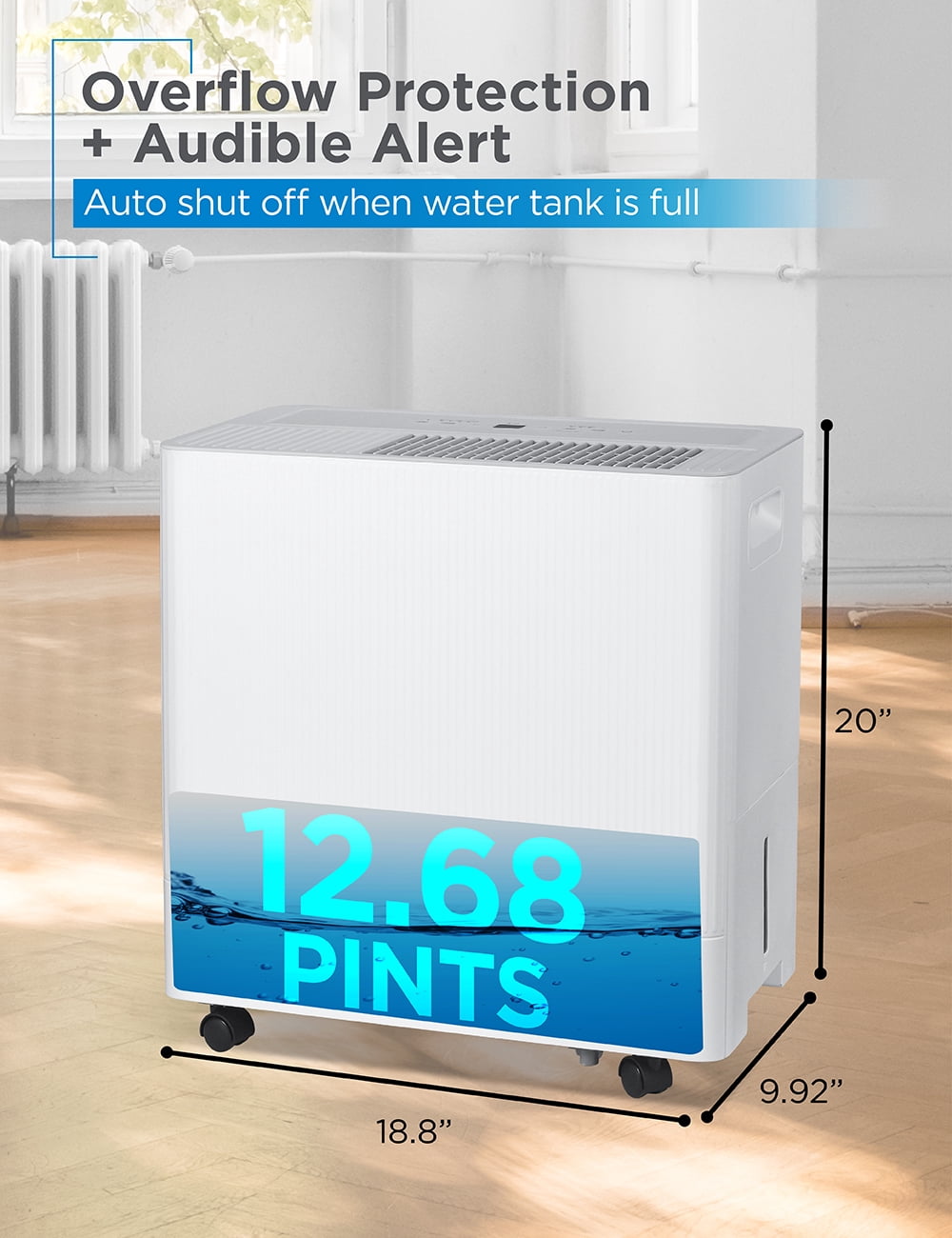 BLACK+DECKER 50-Pint Portable Dehumidifier 4500 sq. ft., ENERGY STAR Certified, BD50MWSA, White