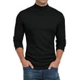 thumbnail image 6 of SMZ Men's Mock Turtleneck Long Sleeve T Shirts Basic Slim Fit Pullover Sweater Thermal Lightweight Tees Black, 6 of 10
