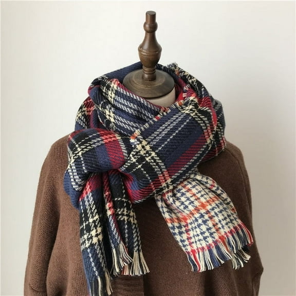 Zhuge Plaid Scarf for Women Chunky Scarves Winter Warm Thick Oversized Blanket Scarf，