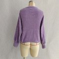 thumbnail image 4 of Women's Fashion Casual Round Neck Pullover Solid Color Long-sleeve Sweater Top for Everyday Style, Comfortable and Chic Top for Women,Purple,M, 4 of 7