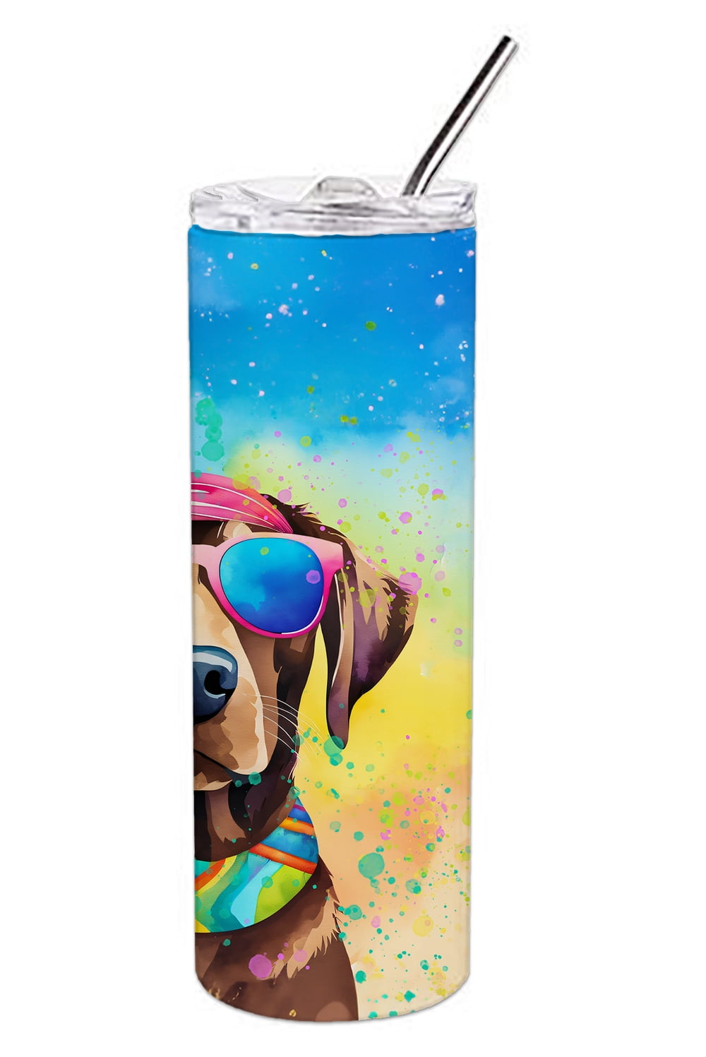 Chocolate Labrador Hippie Dawg Stainless Steel Skinny Tumbler 3 in x 8.25 in