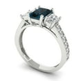 thumbnail image 2 of Clara Pucci 14K White Gold Solid Gold LondonBlueTopaz Three-Stone Anniversary Ring for Women - 1.88 cttw Emerald Cut, 2 of 8