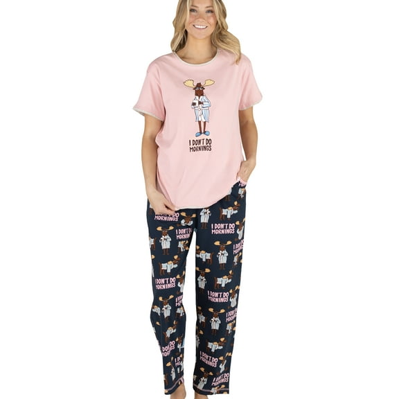 Lazy One Women's Pajama Set, Short Sleeves with Cute Prints, Relaxed Fit, Don't Do Mornings