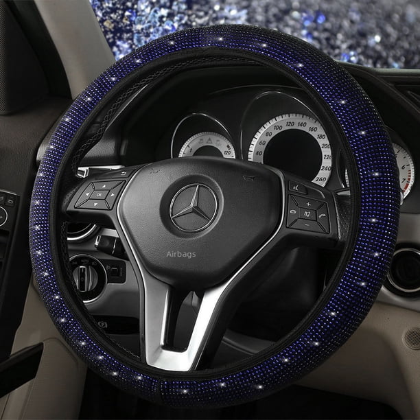 Funda para volante de coche con perforación con incrustaciones de diamantes y sin anillo interior