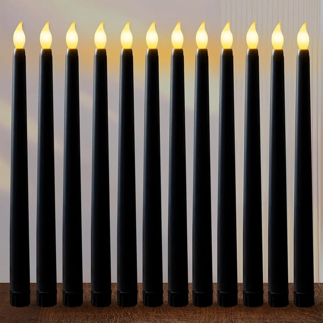 Paquete de 12 velas negras sin llama, velas eléctricas, velas para cumpleaños/Navidad/Halloween/cena a la luz de las velas