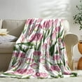 thumbnail image 2 of Sowide Pink Tulips Blanket, Pink Flowers Blanket Throw, Soft Warm Lightweight Plant Flannel Blanket, Cozy Fleece Plush for Adult Teens Mother, Sofa, Couch, Bed, Living Room, Bedroom, Office(50"x60"), 2 of 8
