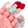 thumbnail image 2 of Amazonite - Russia 925 Sterling Textured Silver Bracelet 8.99" B84318, Christmas Gift, 2 of 4