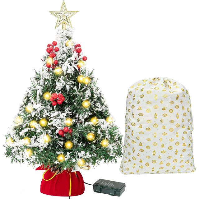 Joyin 24" Prelit Tabletop Christmas Tree with LED Lights, Artificial