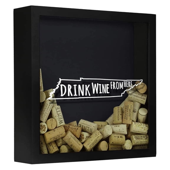 Torched Tennessee Drink Wine Shadow Box Wall Mount Decor 13"x13"x3" Black