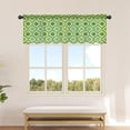 thumbnail image 2 of Sheer Valance Curtains for Kitchen Living Room Decor, Green Moroccan Pattern Geometric Semi Sheer Curtain Voile Valance Rod Pocket Window Treatment Short Curtain Panel 54"x18", 2 of 6