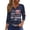 Navy, variant on American Flag 250th Anniversary T Shirt Women 3/4 Sleeve V Neck Button 1776-2026 USA Tops