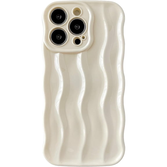for iPhone 13 Pro Case,Water Ripple Pattern Curly Wave Frame Soft Compatible with iPhone Case (White,iPhone 13 Pro)