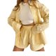 thumbnail image 3 of TxlixcTraje de 2 piezas, blusa de manga larga con cuello rayado / a cuadros + shorts de verano Txlixc moda, 3 of 3