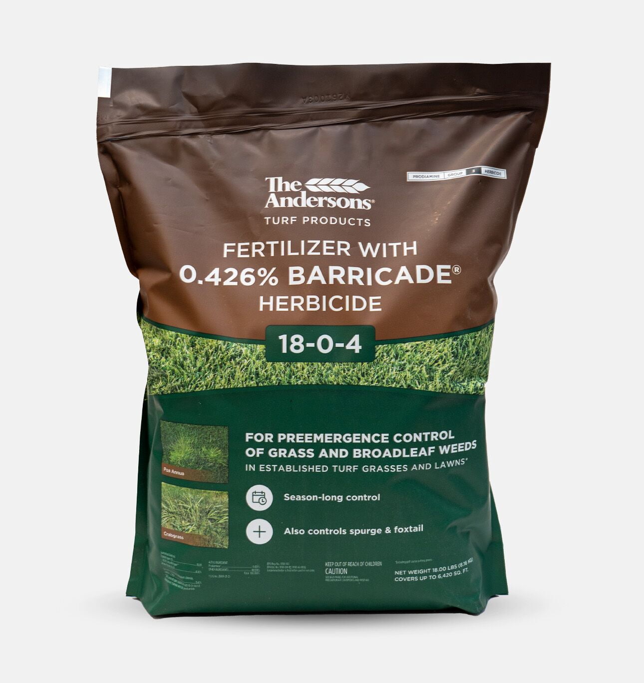 The Andersons 18-0-4 Barricade Fertilizer with Pre Emergent Weed Control  10,000 sq ft 40 lbs