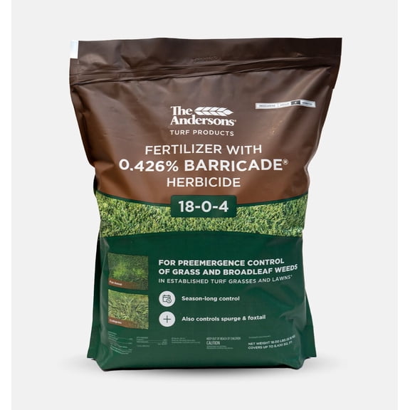 The Andersons 18-0-4 Barricade Fertilizer with Pre Emergent Weed Control 10,000 sq ft 40 lbs