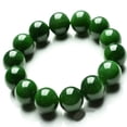 thumbnail image 3 of Bracelet Jonc Extensible en Perles Rondes en Faux Jade Vert Foncé Naturel 10 mm Cadeau, 3 of 6