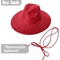 thumbnail image 4 of Fedora Hat for Women and Men, Classic Winter Wide Brim Felt Panama Hat Adjustable Suede Western Jazz Cap, 4 of 7