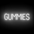 thumbnail image 1 of SpellBrite GUMMIES LED Sign for Business. 27.1" x 6.3" White GUMMIES Sign Has Neon Sign Look With Energy Efficient LED Light Source. Visible from 500+ Feet, 8 Animation Settings., 1 of 4