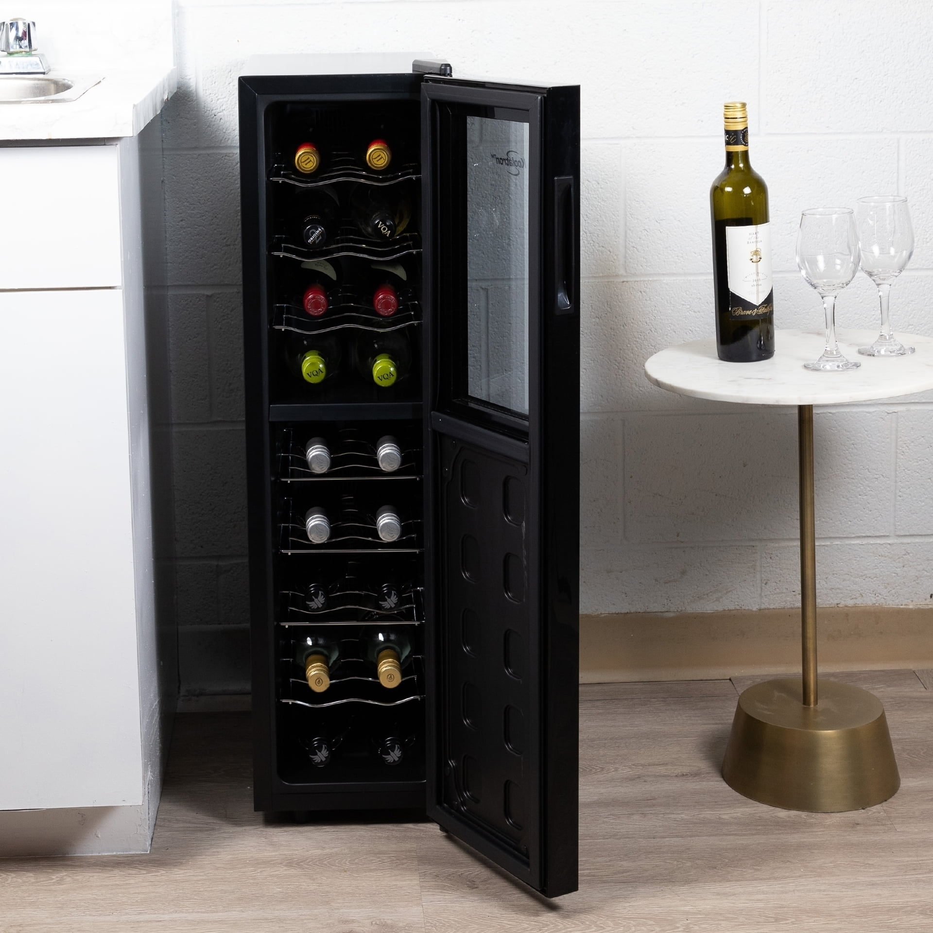 Koolatron 18 Bottle Slim Dual Zone Wine Cooler Freestanding Wine Fridge