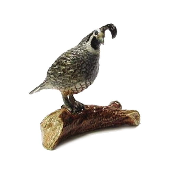 Northern Rose Quail on Branch "Chi-ca-go" Hand-painted - Home Decor Bird Birthday Gift Decorative Figurine - Miniature Porcelain Figurine