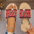 thumbnail image 2 of Dakaela Women's Casual Woven Sandals Bohemian Braided Summer Beach Flip Flops Open Toe Flat Slides Walking Slippers Shoes Size 6-11 Red, 2 of 6
