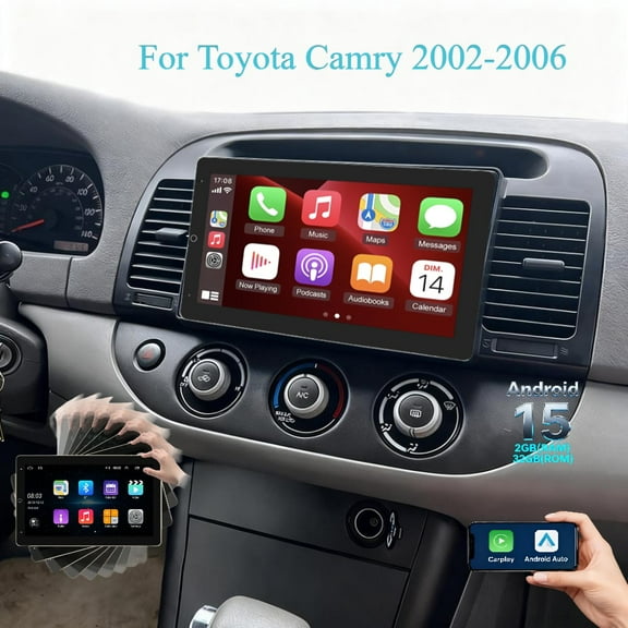 Molaner Double Din Car Stereo for Toyota Camry 2002-2006 Fit for Wireless Apple CarPlay & Android Auto,10.1" Rotatable Touch Screen,Mirror Link, GPS, BT, WiFi,2 32G