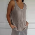 thumbnail image 7 of Mrat Dressy Tank Tops for Women Women's Summer Loose and Comfortable Round Neck Sleeveless Tassel Splicing Casual Solid Color Loose Large Size Cotton and Linen Tops S-211 Gray XXL, 7 of 7