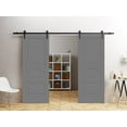 thumbnail image 2 of Modern Double Barn Door 64" x 96" inches / Mela 7001 Painted Grey / 13FT Rail Track Set / Solid Panel Interior Doors, 2 of 4