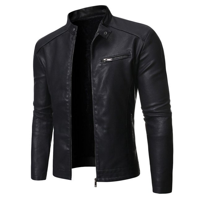 Abrigo de moto para hombre nuevo de otoño e invierno con cuello alto y todo fósforo de piel sintética lavada para hombre