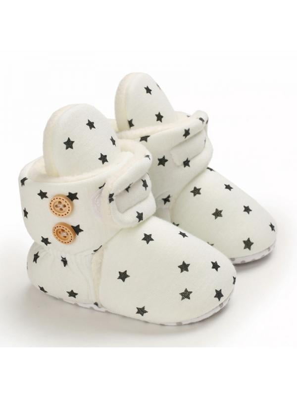 Newborn Snow Booties Fur Lined Boots Crib Pram Shoes 0-18M Warm Baby Girl Winter 
