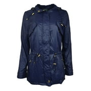 New 7002-1 LRL Ralph Lauren Womens Navy Blue Full Zip Nylon Jacket Petite Medium PM