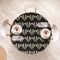 thumbnail image 4 of Ambesonne Art Deco Fitted Round Tablecloth, Nostalgic Retro Line Print, 56"- 60" Diameter, Fawn Black and White, 4 of 5