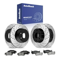 AutoShack Front & Rear Drilled & Slotted Brake Rotors Ceramic Brake Pads | Replacement for GMC Sierra 1500 Classic Chevrolet Silverado 1500 Astro 4WD | E-Coated | 12-PC Brake Kit | ShadowGuard