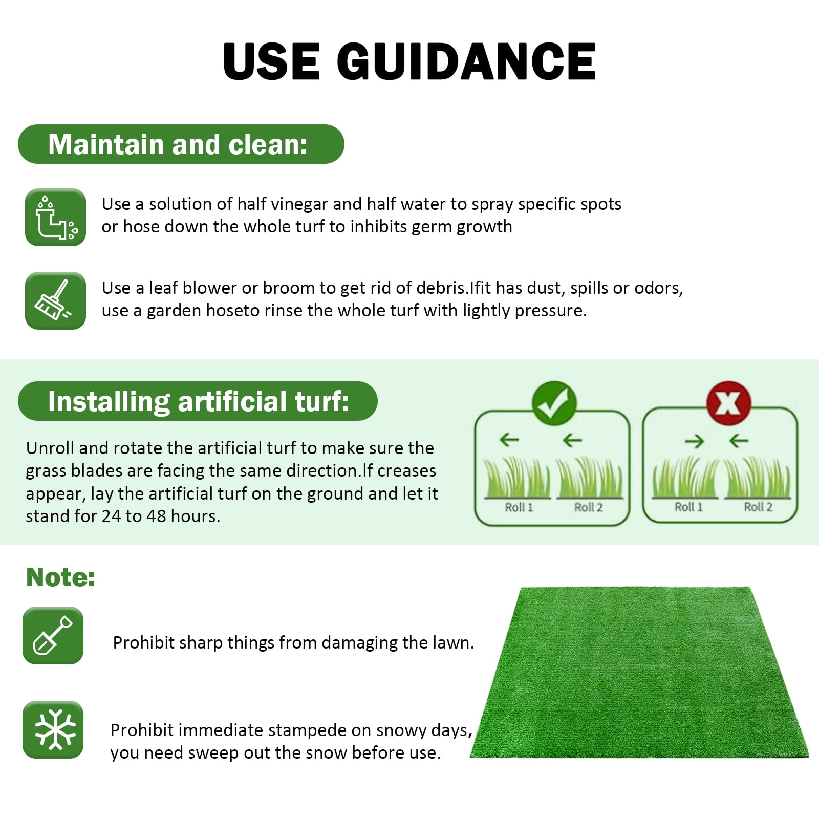 3 Pack 3.3FT x 10FT Artificial Grass Rug with Drainage Holes, Realistic Thick Synthetic Astroturf for Dogs, Indoor Outdoor Garden Lawn Mat