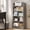 gray oak, variant on Zenira 5-Shelf Multi-Functional Modern Wood Bookcase with Curved Design, Dust-Proof Baffle, and Sturdy Construction for Home Office,Brown