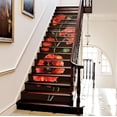 thumbnail image 1 of Flortlias 15Pcs Leather Textured Vinyl Peel and Stick Stair Riser Decals, Self-Adhesive Staircase Riser Stickers, Textured PVC Retro Red Poppy, 1 of 4
