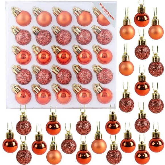 Christmas Concepts® Pack of 25-25mm Mini Christmas Tree Baubles - Shiny, Matte & Glitter Decorated Ornaments (Coral)