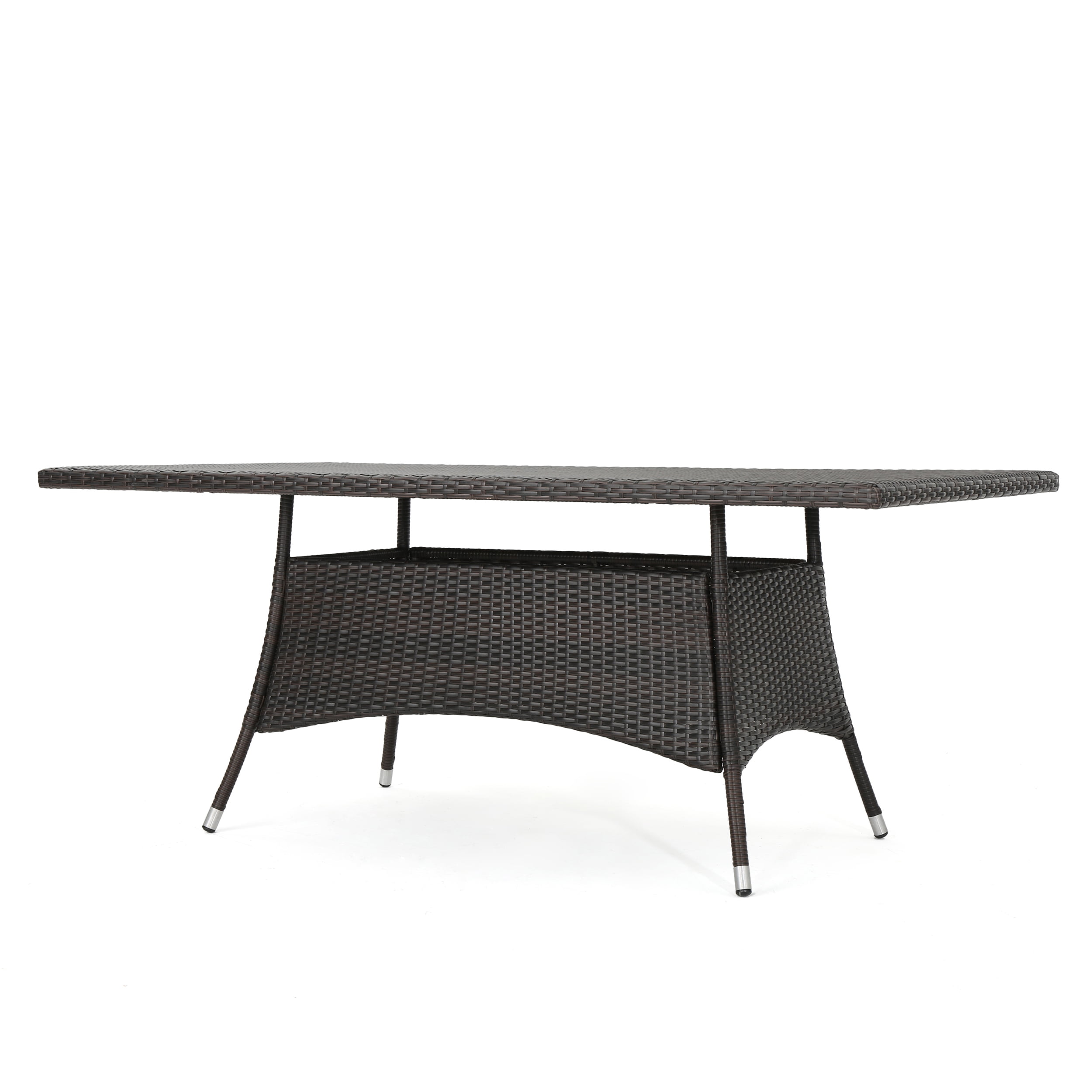 Amelia 7 Piece Outdoor Rectangular Wicker Dining Set, Multibrown