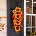 thumbnail image 4 of Fall Wreath Door Wreath Fall Swag for Thanksgiving Seasonal Wreath for Front Door 23.6" Length Swag with Maple, Pine and Orange Sunflower, 4 of 7