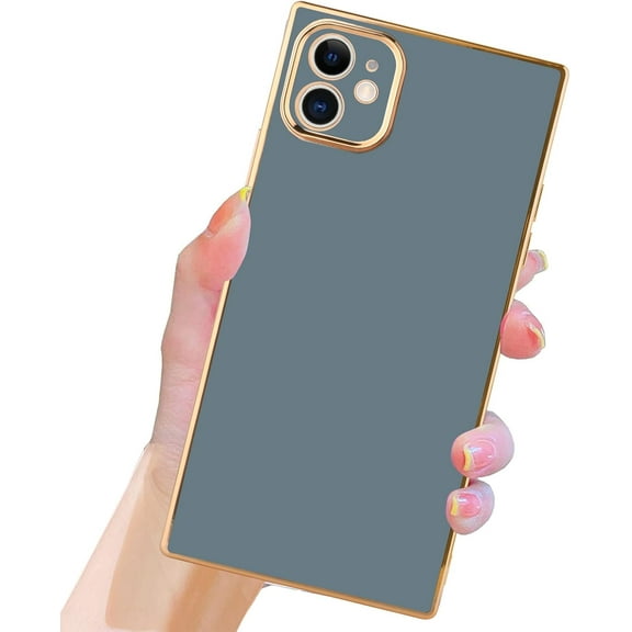 Case for iPhone 11 Case Cute Plating Gold Case for Women Girls Soft TPU Shockproof Raised Full Camera Protection Electroplate Bumper Cover for iPhone 11-Grey
