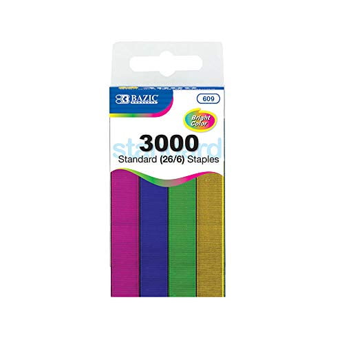 BAZIC 3000 Ct. Standard (26/6) Metallic Color Staples