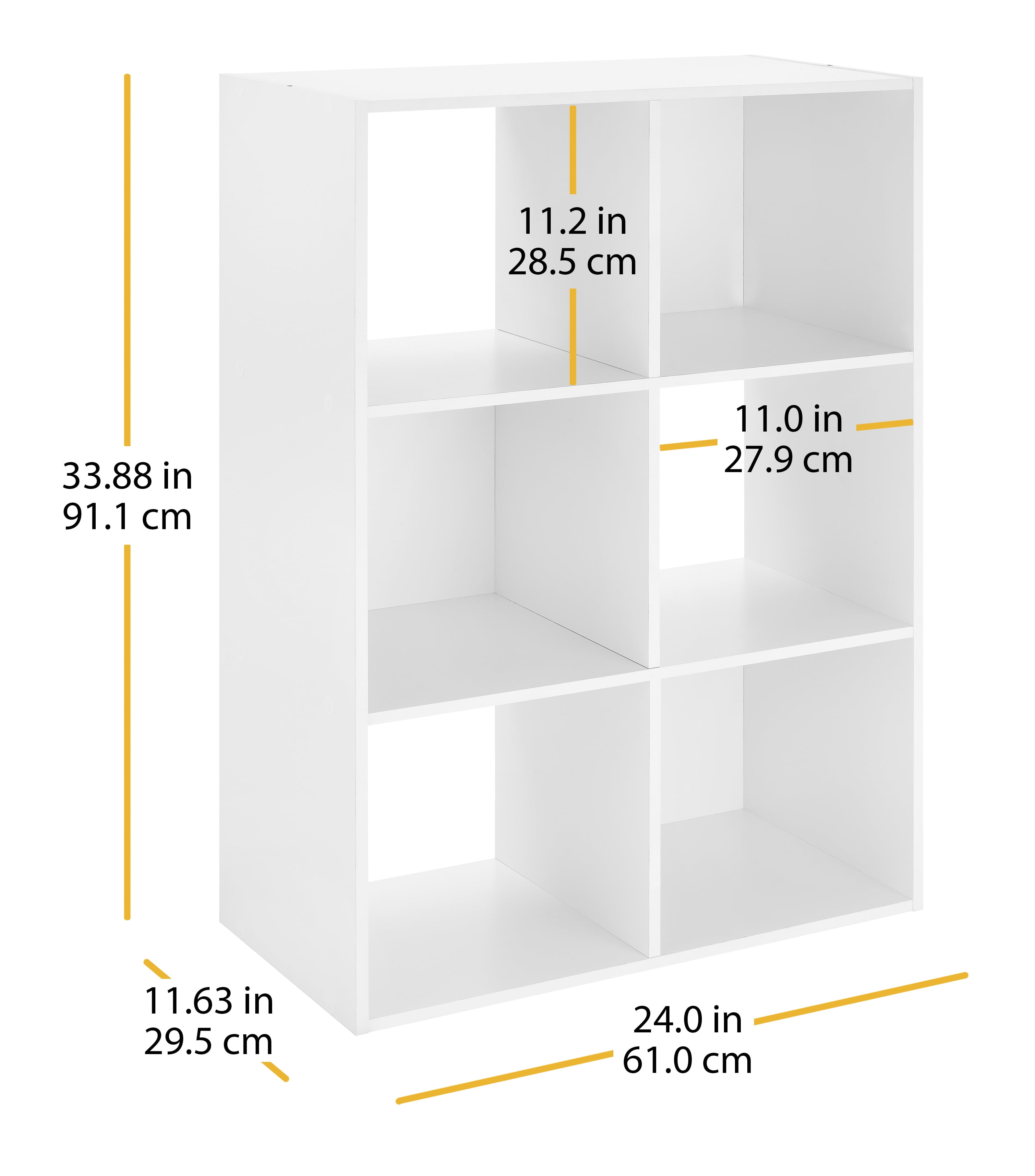 Whitmor 3 Shelf Cube Bookcase Organizer - 6 Section - White - Adult Use