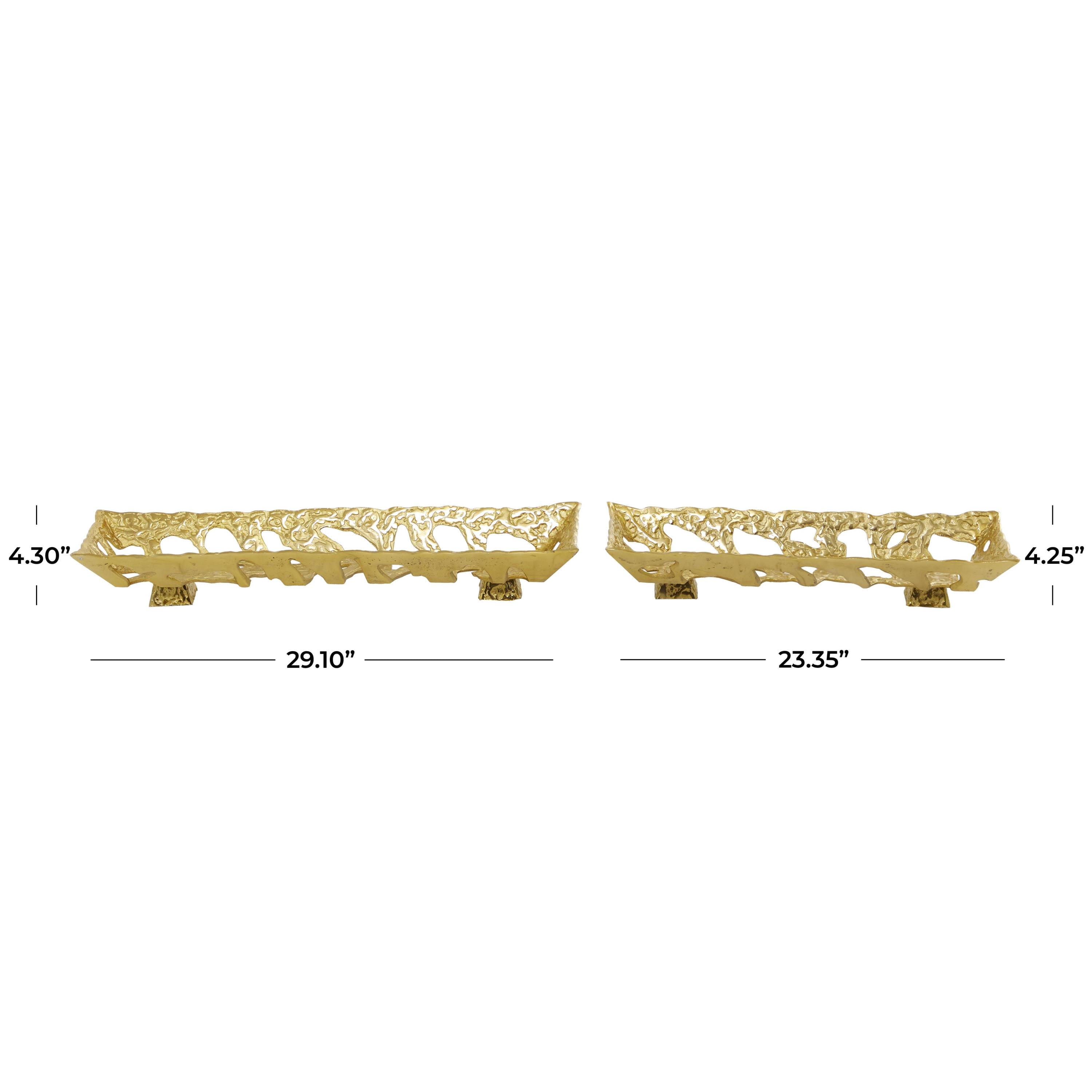 DecMode 29", 23"W Gold Aluminum Metal Tray, 2-Pieces