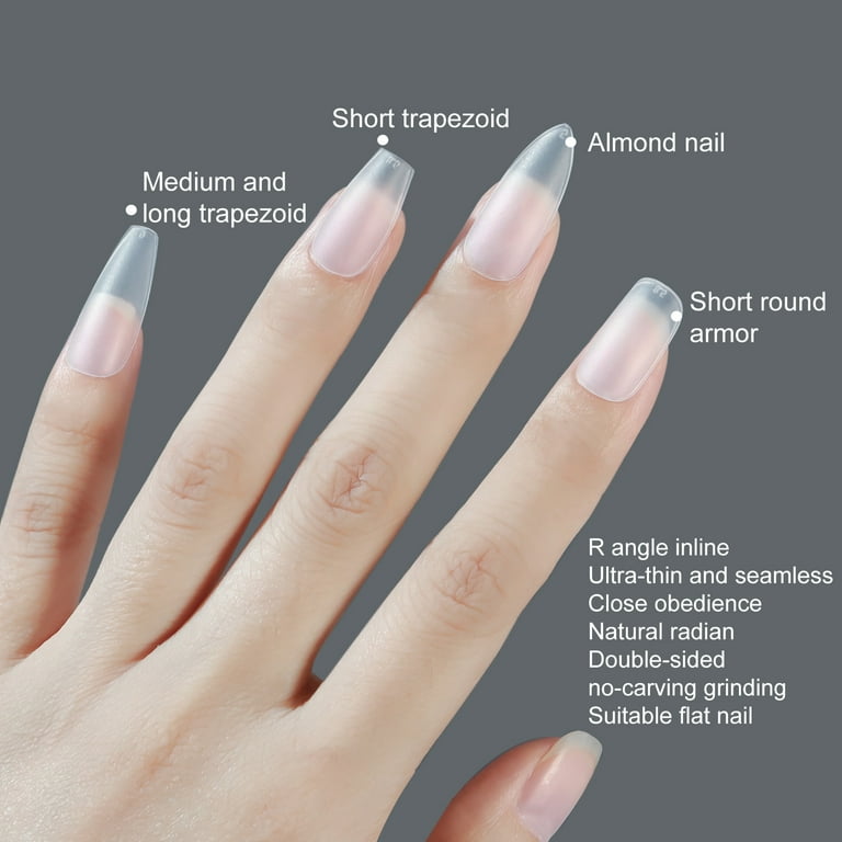 LA TALUS 420Pcs Box Fake Nails Easy to Paste Long Lasting Removable Clear Matte Nail Extension Acrylic Extra Short Almond Nail Tips Nail Salon